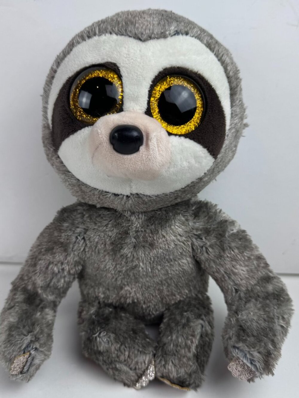 Ty Beanie Boos Dangler Sloth Plush 9" Grey Sparkle Gold Eyes TySilk Stuffed Toy